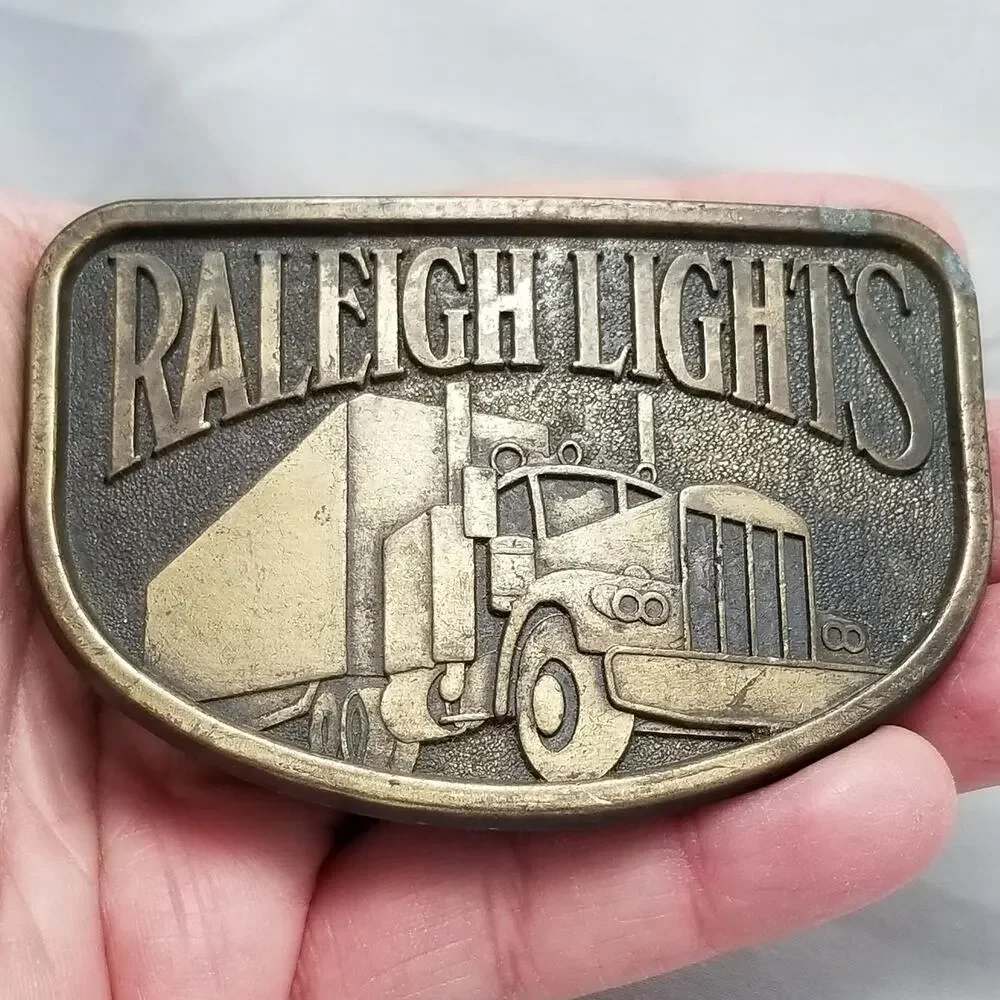 Belt Buckle Raleigh Lights Trucking Big Rig 18-Wheeler Tractor Trailer USA Made‎